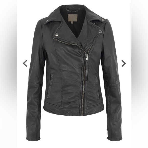 Muubaa Sabik Leather Biker Jacket in Black US 8 100% Sheep Skin - Picture 6 of 17